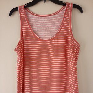 LOFT Coral and White Striped Tank Top Size Large